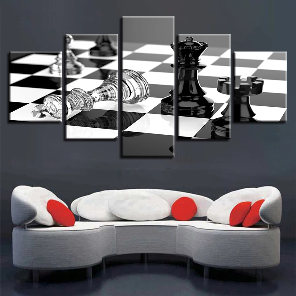 Canvas Wall Art Poster Living Room 5 Pieces Chess Board Landscape Painting Black And White Pictures Modular Home Decor Framework
Canvas Wall Art Poster Living Room 5 Pieces Chess Board Landscape Painting Black And White Pictures Modular Home Decor Framework