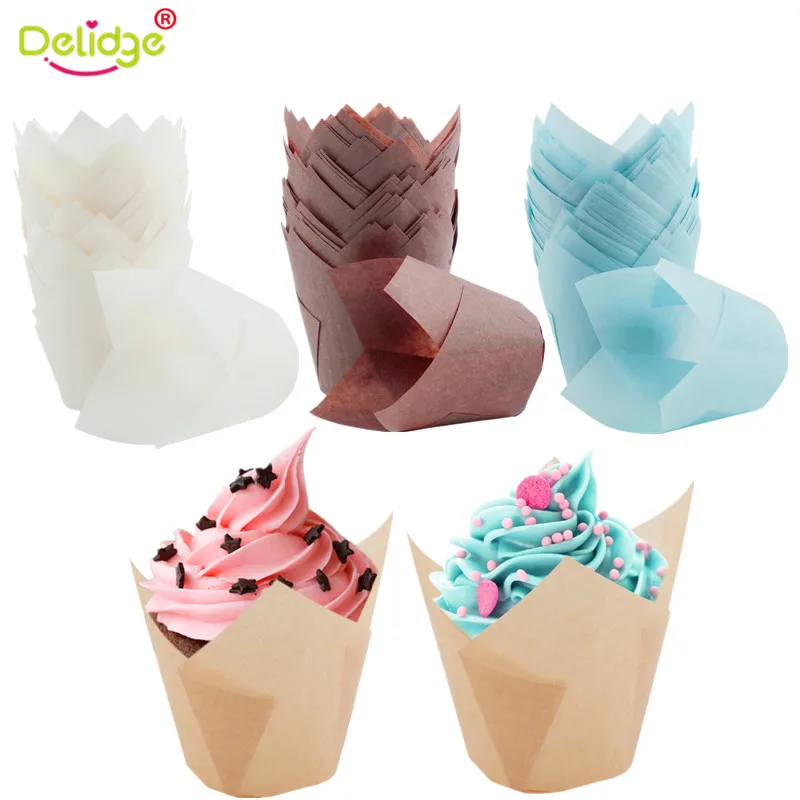 Delidge 50 pcs/set 4 Color Cake Cups Paper Proveided Tulip Shape Cupcake Tools Party Tray Decorating DIY Kitchen Baking Tools
Delidge 50 pcs/set 4 Color Cake Cups Paper Proveided Tulip Shape Cupcake Tools Party Tray Decorating DIY Kitchen Baking Tools