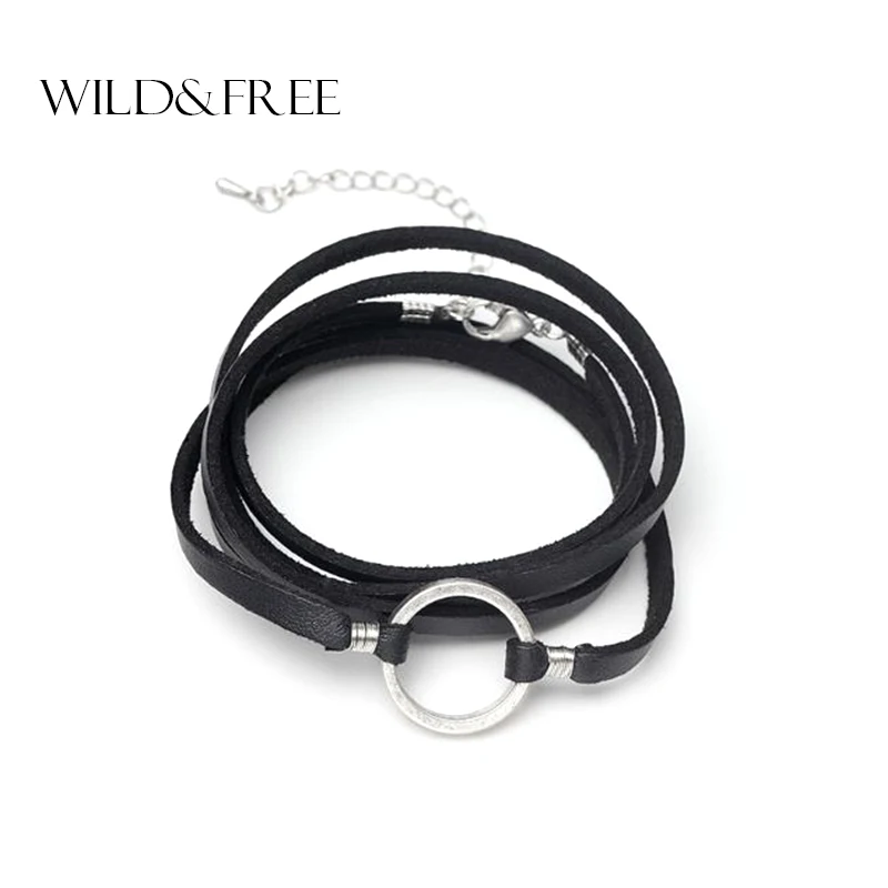 Wild & Free Women Handmade Black Brown Leather Bracelets Vintage Gold Silver Round Circle Connection Pendant Bracelets Jewelry
Wild & Free Women Handmade Black Brown Leather Bracelets Vintage Gold Silver Round Circle Connection Pendant Bracelets Jewelry