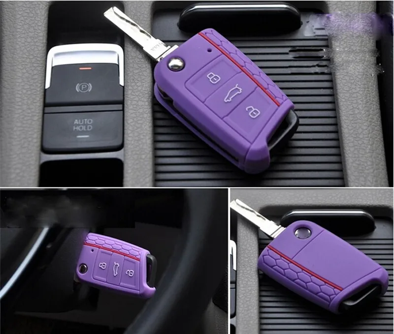 Car Accessories Key Case Key Bag Key Cover For Volkswagen VW Golf 7 mk7 Skoda Octavia A7 Silicone Key Portect Case car-styling