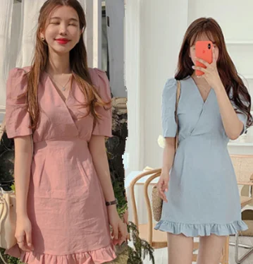Cotton Ruffle v Neck Dress Elegant Pink Mini Blue Robe Ete 2019 Cute Korean Style Women Ladies Dresses Vestiti Donna Office Jur
Cotton Ruffle v Neck Dress Elegant Pink Mini Blue Robe Ete 2019 Cute Korean Style Women Ladies Dresses Vestiti Donna Office Jur