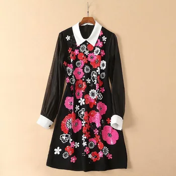 Women Runway Dress 2019 High Quality Turn-down Collar Long Sleeve Colorful Sequins Patchwork Elegant Dresses NP0266D
Women Runway Dress 2019 High Quality Turn-down Collar Long Sleeve Colorful Sequins Patchwork Elegant Dresses NP0266D