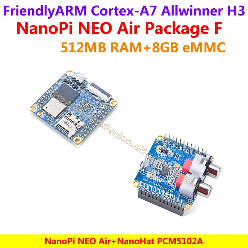 Quad-core Cortex-A7 FriendlyARM NanoPi NEO Air(512MB RAM)+NanoHat PCM5102A=NanoPi NEO Air Package F(WIFI&Bluetooth,8GB eMMC)
Quad-core Cortex-A7 FriendlyARM NanoPi NEO Air(512MB RAM)+NanoHat PCM5102A=NanoPi NEO Air Package F(WIFI&Bluetooth,8GB eMMC)