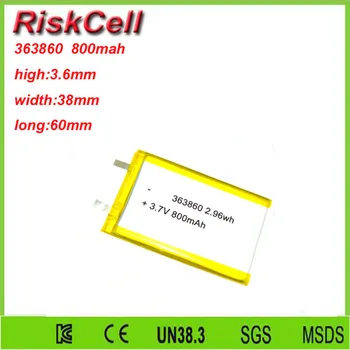Free shipping 3.7V 800mah 363860 Lithium Polymer Li-Po Rechargeable Battery For Mp3 MP4 MP5 GPS PSP mobile Pocket PC e-books
Free shipping 3.7V 800mah 363860 Lithium Polymer Li-Po Rechargeable Battery For Mp3 MP4 MP5 GPS PSP mobile Pocket PC e-books