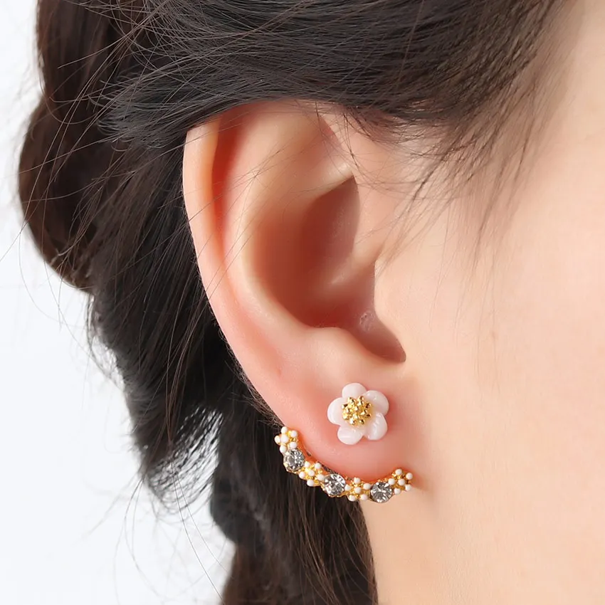 1 Pair Crystals Stud Earrings for Women Rose Gold Color Double Sided Fashion Jewelry Cherry Blossoms Flower Earrings Girls Gift
1 Pair Crystals Stud Earrings for Women Rose Gold Color Double Sided Fashion Jewelry Cherry Blossoms Flower Earrings Girls Gift