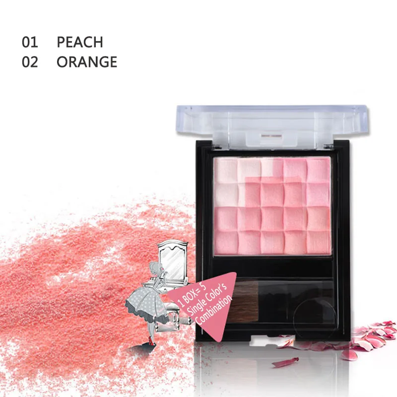 Professional Blush Natural Effect 5 Colors Pressed Blush Palette Face Matte Highlighter Smooth Texture Cheek Blusher With Brush
Professional Blush Natural Effect 5 Colors Pressed Blush Palette Face Matte Highlighter Smooth Texture Cheek Blusher With Brush