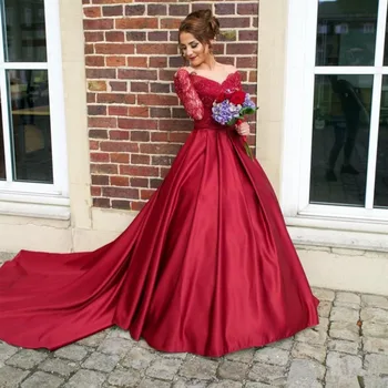2019 Arabic Lace Evening Dress Long Sleeve Burgundy V-Neck Ball Gown Plus Size Dress Wear Party Gowns
2019 Arabic Lace Evening Dress Long Sleeve Burgundy V-Neck Ball Gown Plus Size Dress Wear Party Gowns