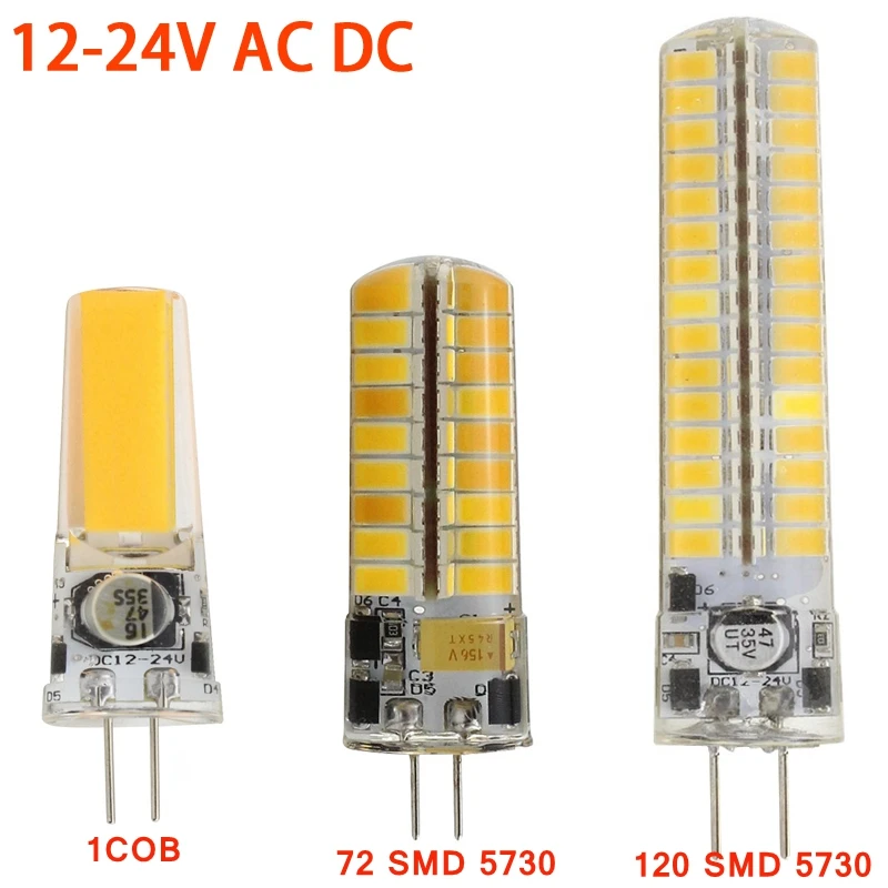 

G4 LED Lamp 2W 3W 5W 12V 24V AC/DC LED COB Bulb 72/120 Leds 5730 LED Crystal Chandelier Lights 360 Degree White Warm White