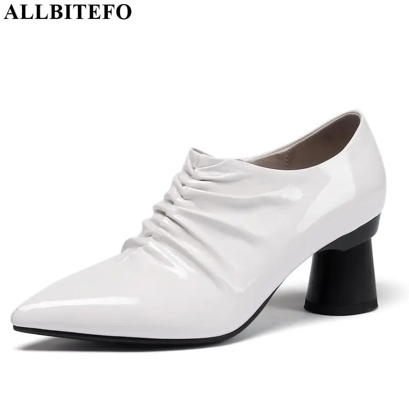 ALLBITEFO real genuine leather charming ladies women heels high quality high thick heel shoes new spring autumn high heels 
ALLBITEFO real genuine leather charming ladies women heels high quality high thick heel shoes new spring autumn high heels