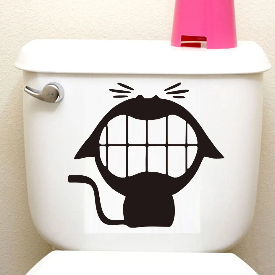 cartoon toilet stickers decals smile face home decor washroom restroom bathroom (4)