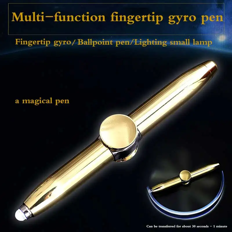 Creative metal fingertip gyro pen multi-function LED lamp ballpoint pen high quality rotating business office decompression pen
Creative metal fingertip gyro pen multi-function LED lamp ballpoint pen high quality rotating business office decompression pen