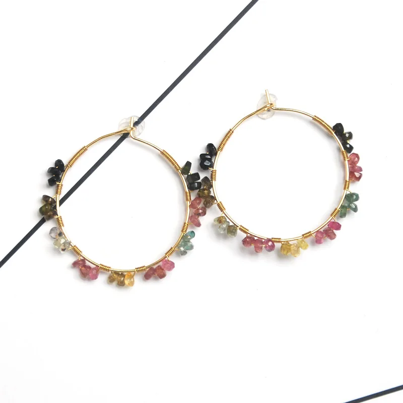 gold silver fashion jewelry golden hoop earrings Minimalist design natural tourmaline colorful crystal stone for women gift
gold silver fashion jewelry golden hoop earrings Minimalist design natural tourmaline colorful crystal stone for women gift