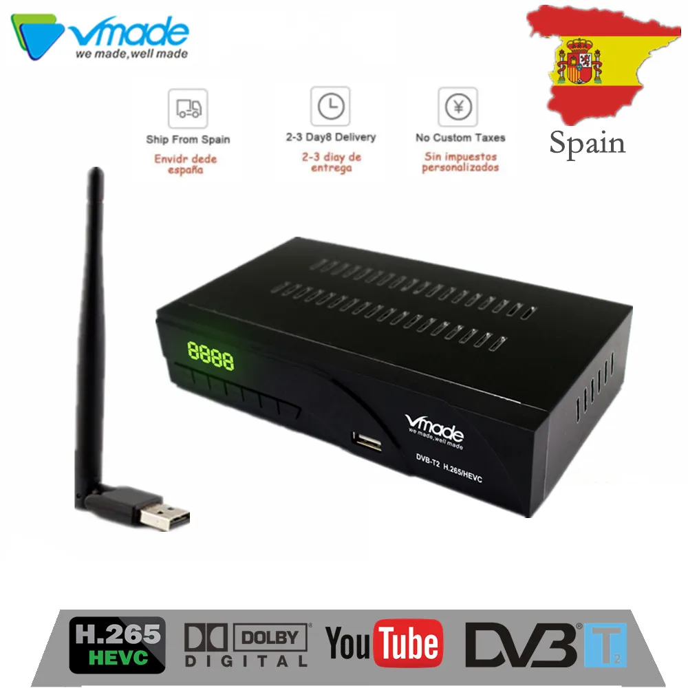 Vmade DVB-T2 K6 with USB Wifi TV Box HD Digital Terrestrial tv receiver Youtube H.265 PVR AC3 DVB T2 TV tuner shipped from Spain
Vmade DVB-T2 K6 with USB Wifi TV Box HD Digital Terrestrial tv receiver Youtube H.265 PVR AC3 DVB T2 TV tuner shipped from Spain