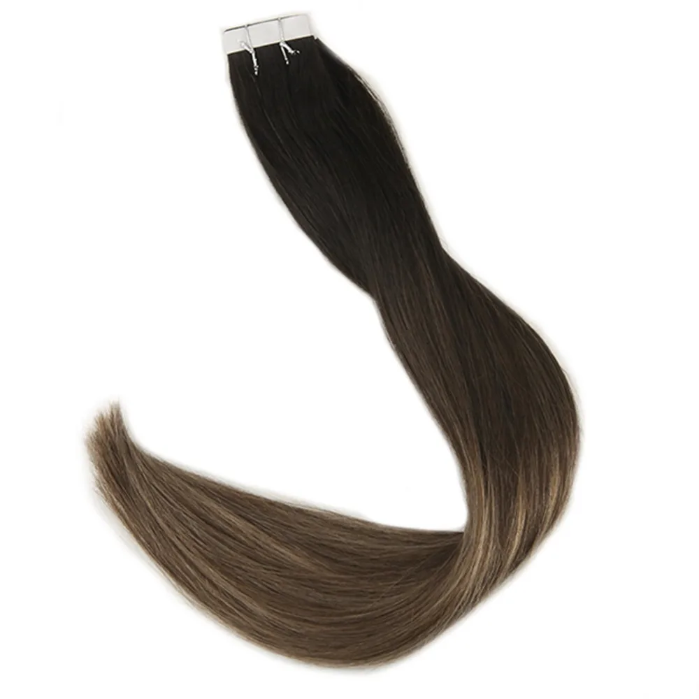 Full Shine Tape in Machine Made Remy Extensions 100 gram Color #1B Off Black Fading to #6 and #27 Blonde 40 Pcs Tape in Haar
Full Shine Tape in Machine Made Remy Extensions 100 gram Color #1B Off Black Fading to #6 and #27 Blonde 40 Pcs Tape in Haar