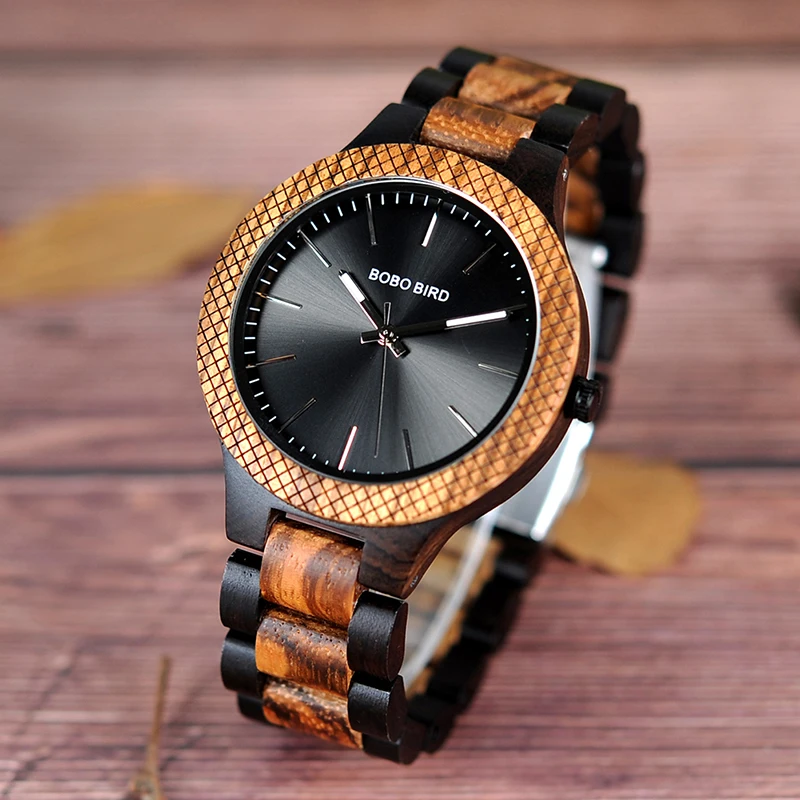 BOBO BIRD Ebony Wooden wrist Watch Wood Strap Quartz Analog watches in gifts box erkek kol saati
BOBO BIRD Ebony Wooden wrist Watch Wood Strap Quartz Analog watches in gifts box erkek kol saati