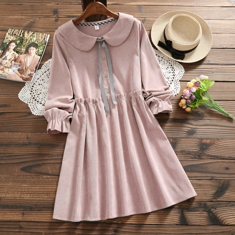 Japan Mori Girl Coffee,Pink Corduroy Dress Autumn Winter Women Doll Collar Long Sleeve Loose Vintage Dresses M-XXL
Japan Mori Girl Coffee,Pink Corduroy Dress Autumn Winter Women Doll Collar Long Sleeve Loose Vintage Dresses M-XXL