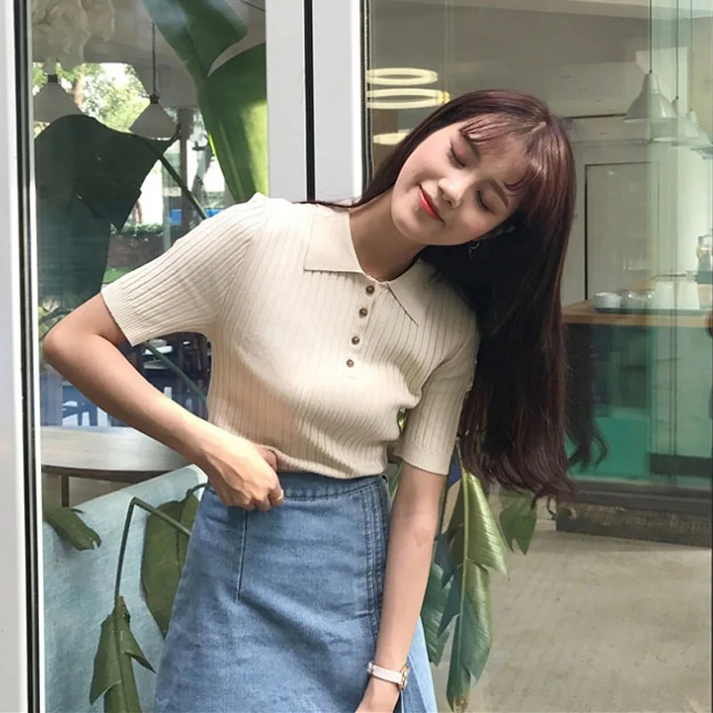 sweet knitted Sweaters turn-down collar short sleeve solid button pullover tops fashion brand Korean style summer new aesthetic
sweet knitted Sweaters turn-down collar short sleeve solid button pullover tops fashion brand Korean style summer new aesthetic