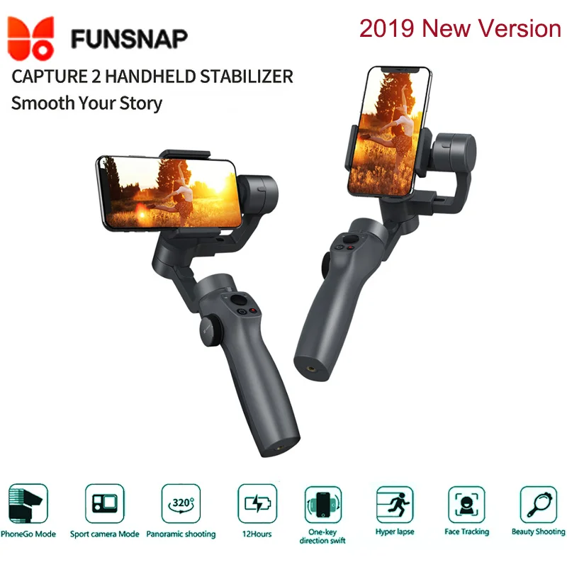 NEW Funsnap Capture 2 3-Axis Phone Handle Gimbal Stabilizer Steadicam For Android Ios Smartphone VS Xiaomi Zhiyun Smooth 4 Feiyu
NEW Funsnap Capture 2 3-Axis Phone Handle Gimbal Stabilizer Steadicam For Android Ios Smartphone VS Xiaomi Zhiyun Smooth 4 Feiyu