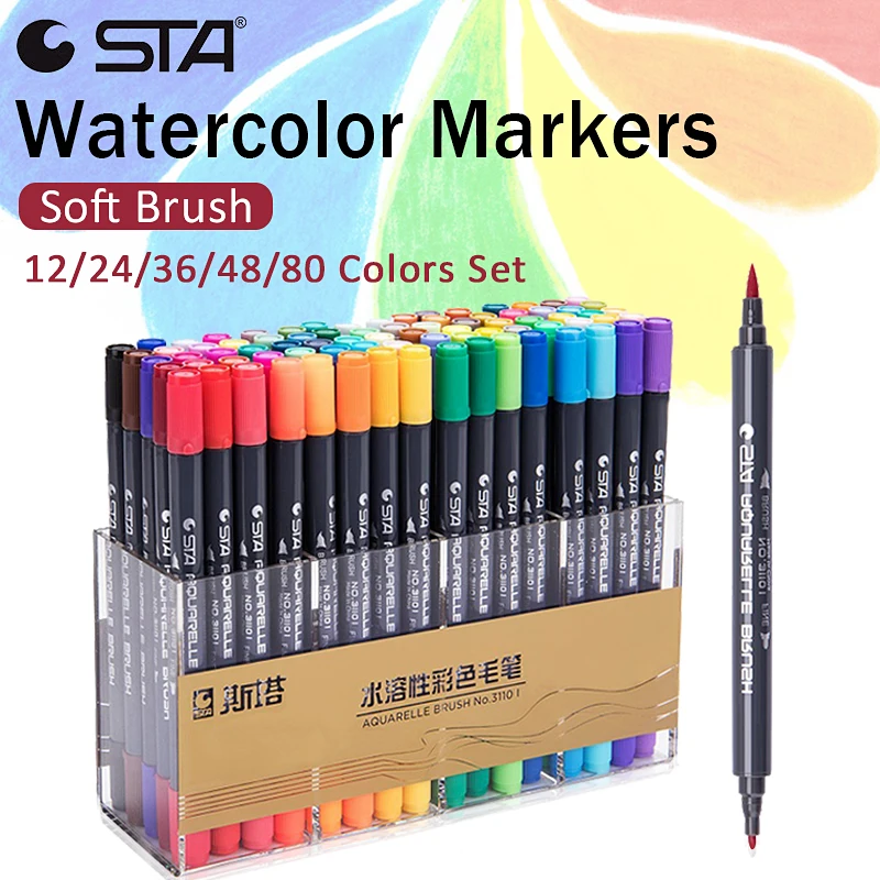 STA 12/24/36/48/80 Colors Art Markers Brush Pen Dual Head Watercolor Sketch Markers For Drawing Manga Pens Art Supplies
STA 12/24/36/48/80 Colors Art Markers Brush Pen Dual Head Watercolor Sketch Markers For Drawing Manga Pens Art Supplies