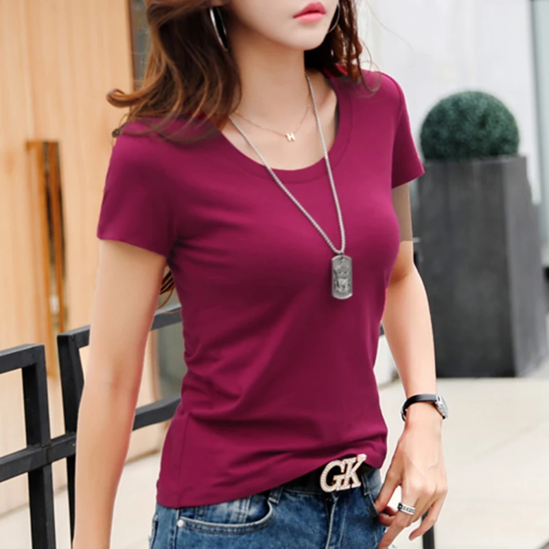 2019 Summer Women T Shirt Cotton Solid White Tshirt Camiseta Femenina Short Sleeve Casual Tops Female Slim Basic Tee Shirt T27
2019 Summer Women T Shirt Cotton Solid White Tshirt Camiseta Femenina Short Sleeve Casual Tops Female Slim Basic Tee Shirt T27
