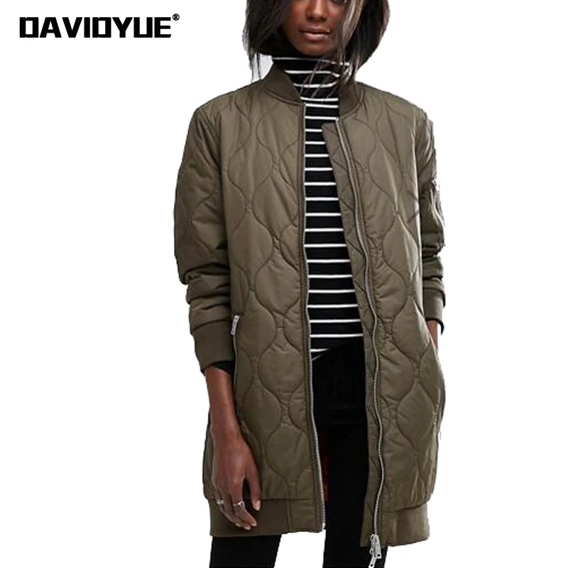 Spring long bomber winter jacket women pink Army long sleeve basic coat female zipper stand collar outwears chaqueta mujer 2018
Spring long bomber winter jacket women pink Army long sleeve basic coat female zipper stand collar outwears chaqueta mujer 2018