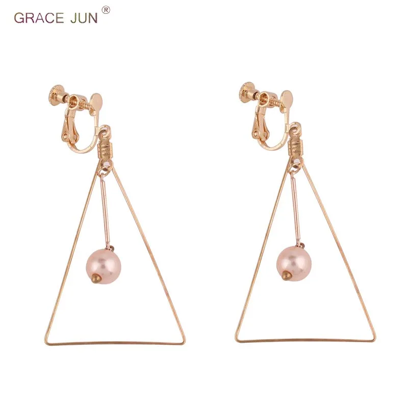 GRACE JUN Korea Style Design Crystal Pearl Triangle Round Shape Clip on Earrings No Pierced for Women Charm Luxury Ear Clip New
GRACE JUN Korea Style Design Crystal Pearl Triangle Round Shape Clip on Earrings No Pierced for Women Charm Luxury Ear Clip New
