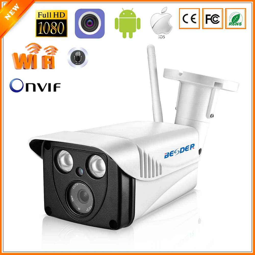 BESDER Outdoor Bullet WiFi IP Cameras 1080P IR Night Vision Security IP Camera Wireless With P2P ONVIF RTSP Audio SD Card Slot
BESDER Outdoor Bullet WiFi IP Cameras 1080P IR Night Vision Security IP Camera Wireless With P2P ONVIF RTSP Audio SD Card Slot