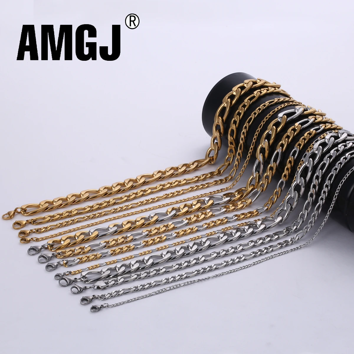 AMGJ Width 4//6/8/10mm Stainless Steel Figaro Chain High Quality Link Necklace Men Jewelry Wholesale | Украшения и аксессуары