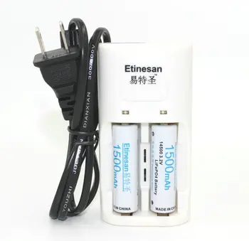 2pcs Etinesan 3.2v 1500mAh 14500 AA LiFePo4 Rechargeable Battery FOR Computer Horn Fan Earphone Telephone Microphone+Charger 
2pcs Etinesan 3.2v 1500mAh 14500 AA LiFePo4 Rechargeable Battery FOR Computer Horn Fan Earphone Telephone Microphone+Charger
