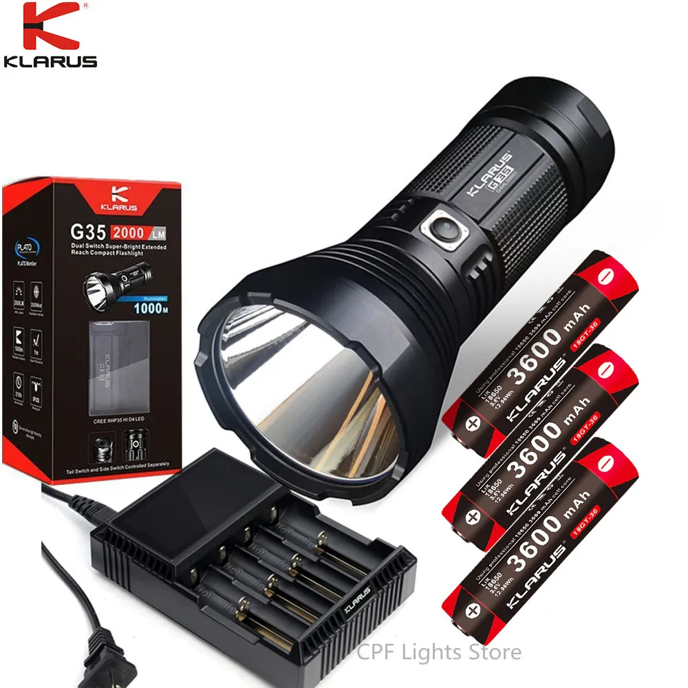 KLARUS G35 Handheld Flashlight CREE XHP35 HI D4 max 2000 lumen beam distance 1000 meter Dual-switch outdoor torch searchliglht
KLARUS G35 Handheld Flashlight CREE XHP35 HI D4 max 2000 lumen beam distance 1000 meter Dual-switch outdoor torch searchliglht