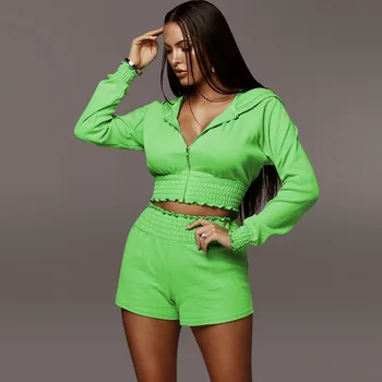 Solid Plus Size Casual Tracksuits Women Full Sleeve Hooded Zipper Crop Top With Shorts Sexy Club Outfits 5 Colorful Clothes Sets
Solid Plus Size Casual Tracksuits Women Full Sleeve Hooded Zipper Crop Top With Shorts Sexy Club Outfits 5 Colorful Clothes Sets