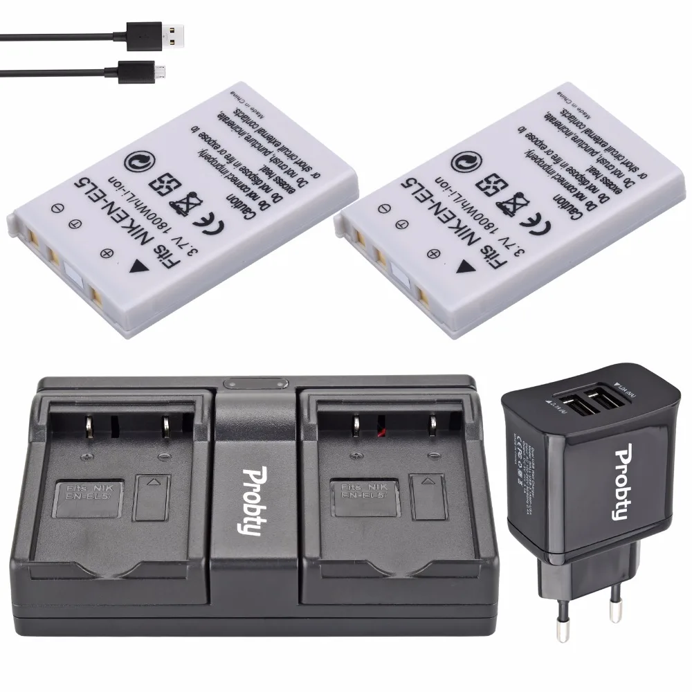 2Pcs Probty EN-EL5 EN EL5 ENEL5 Battery + Dual Charger + 2-Port Plug For NIKON Coolpix 3700 4200 P5000 5200 5900 7900 S10 P3 P4
2Pcs Probty EN-EL5 EN EL5 ENEL5 Battery + Dual Charger + 2-Port Plug For NIKON Coolpix 3700 4200 P5000 5200 5900 7900 S10 P3 P4