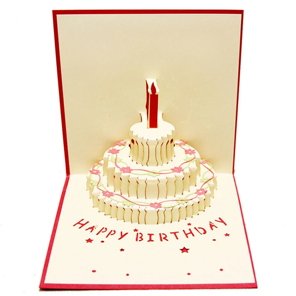 us 1 27 16 off birthday cake candle design greeting card 3d handcrafted origami envelope invitation card kirigami anniversary pop up in cards design of birthday cards
