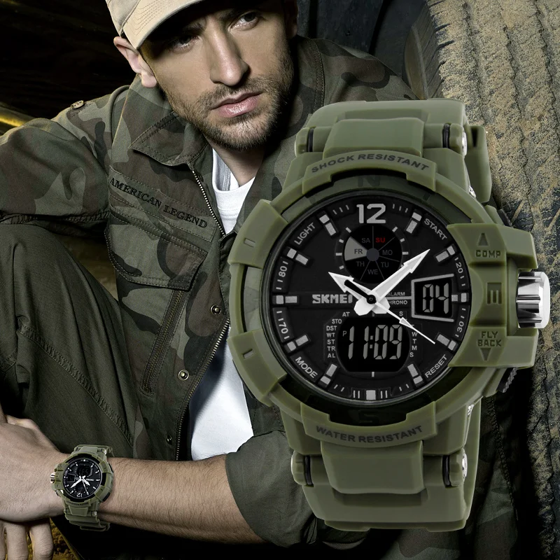 Модные уличные часы для мужчин Милитари SKMEI Топ бренд светодиодный цифровые