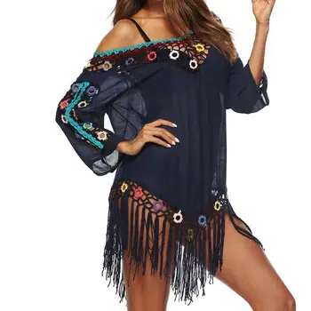 2018 Women Sexy Colored Tassel See-Through Crochet Tunic Beach Cover Up Swimwear Summer Bikini Cover Up Swim Beach Dress
2018 Women Sexy Colored Tassel See-Through Crochet Tunic Beach Cover Up Swimwear Summer Bikini Cover Up Swim Beach Dress
