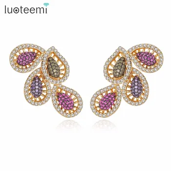LUOTEEMI Fashion Popular Simple Four Water Drop Multicolor Wing Shape Glod Stone AAA Stud Earrings CZ For Girl Women Party 
LUOTEEMI Fashion Popular Simple Four Water Drop Multicolor Wing Shape Glod Stone AAA Stud Earrings CZ For Girl Women Party