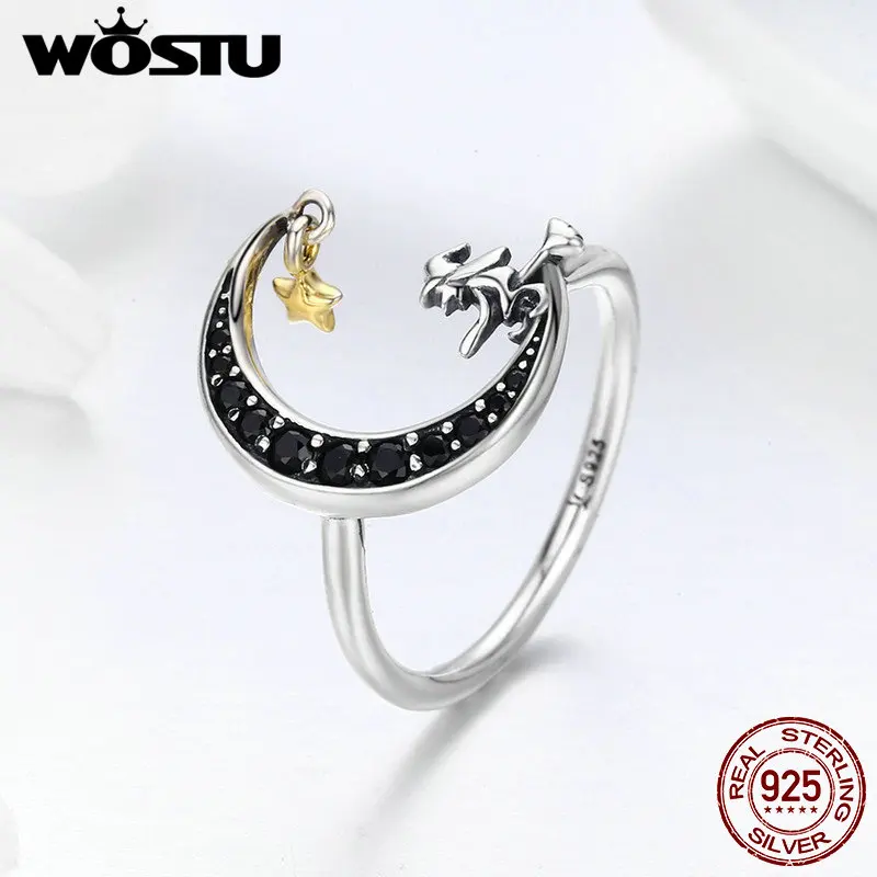 WOSTU 100% 925 Sterling Silver Magic Witch in Moon Star Black CZ Dangle Finger Ring for Women Sterling Silver Jewelry BKR288 
WOSTU 100% 925 Sterling Silver Magic Witch in Moon Star Black CZ Dangle Finger Ring for Women Sterling Silver Jewelry BKR288