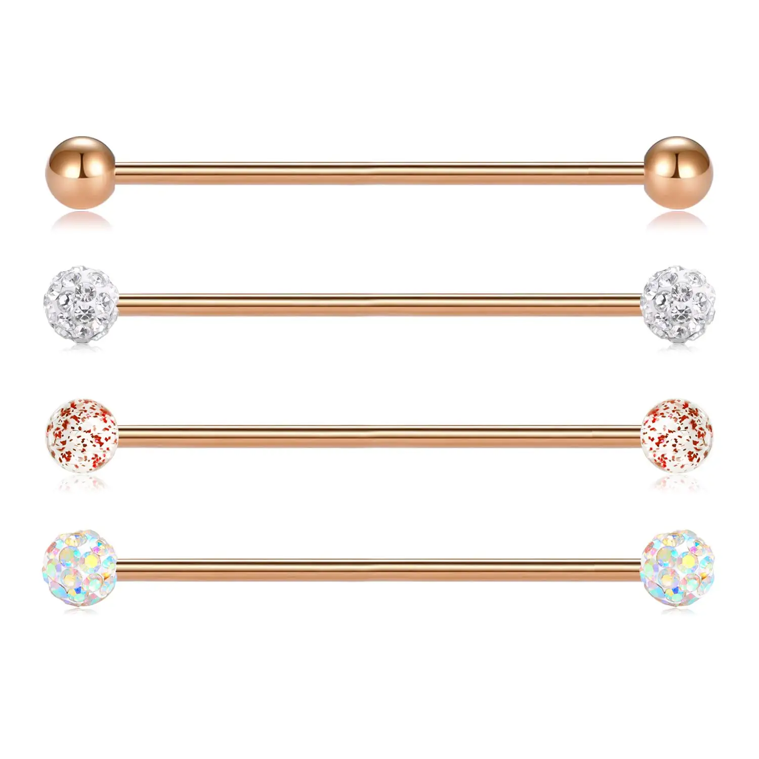 JFORYOU 14 Gauge High Quality Crystal Ball Industrial Barbell Cartilage Earring Body Piercing Jewelry 32mm 35mm 38mm Pack of 4
JFORYOU 14 Gauge High Quality Crystal Ball Industrial Barbell Cartilage Earring Body Piercing Jewelry 32mm 35mm 38mm Pack of 4