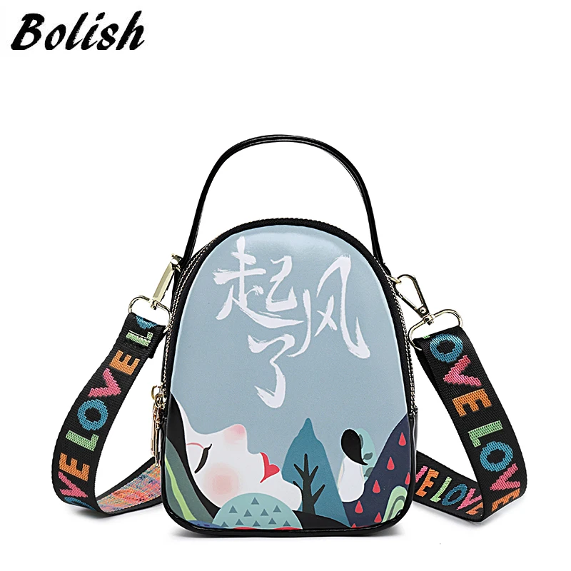 Fashion Women Cartoon Printing Shoulder Bag Designer Girl Crossbody Bag Wide Colorful Letters Straps Flap Cute Cell Phone Pocket
Fashion Women Cartoon Printing Shoulder Bag Designer Girl Crossbody Bag Wide Colorful Letters Straps Flap Cute Cell Phone Pocket