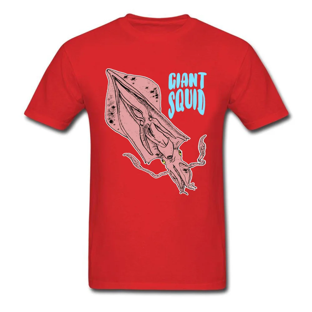 T Shirt Giant Squid Ocean Sea Animal Fall Short Sleeve 100% Cotton Fabric Crewneck Men Top T-shirts Normal Tee Shirt Hot Sale Giant Squid Ocean Sea Animal red