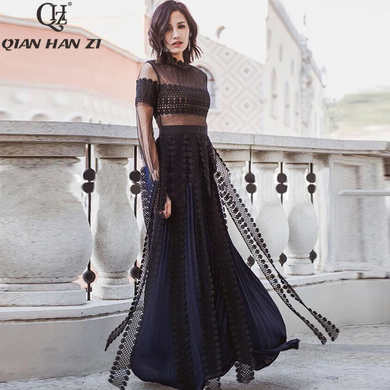 Qian Han Zi Designer Fashion Summer Maxi dress Women's Long Sleeve Vintage Embroidered Hollow Out Elegant Lace Party long Dress
Qian Han Zi Designer Fashion Summer Maxi dress Women's Long Sleeve Vintage Embroidered Hollow Out Elegant Lace Party long Dress