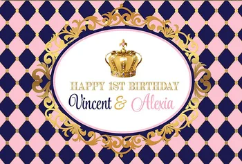 custom royal twins pink blue gold prince and princess crown backdrop High quality Computer print party background
custom royal twins pink blue gold prince and princess crown backdrop High quality Computer print party background
