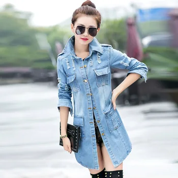 2020 Autumn denim Trench Coat Women Hole Long Sleeve Vintage Slim Denim Trench Coats Casaco Feminino Plus Size 2XL
2020 Autumn denim Trench Coat Women Hole Long Sleeve Vintage Slim Denim Trench Coats Casaco Feminino Plus Size 2XL