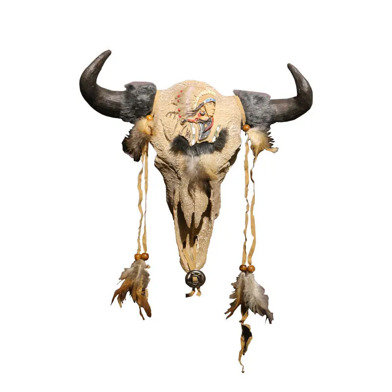 American vintage Ox head wall decoration resin home decoration Ox skull Indian Dream catcher miniature figurines retro animals
American vintage Ox head wall decoration resin home decoration Ox skull Indian Dream catcher miniature figurines retro animals