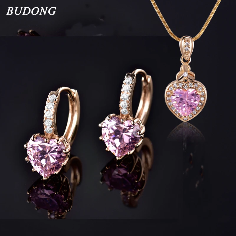 BUDONG Gold-Color Slide Pendant & Earrings Snake Chain Necklace CZ Fashion Heart Love Jewelry for Women XUP008c+XUE004i
BUDONG Gold-Color Slide Pendant & Earrings Snake Chain Necklace CZ Fashion Heart Love Jewelry for Women XUP008c+XUE004i