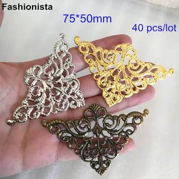 40 pcs Triangle Filigree Metal Flower Wrap,75*50mm,Gold-color,Steel color,Bronze,Scrapbook embellishment Supplies,can be bent
40 pcs Triangle Filigree Metal Flower Wrap,75*50mm,Gold-color,Steel color,Bronze,Scrapbook embellishment Supplies,can be bent