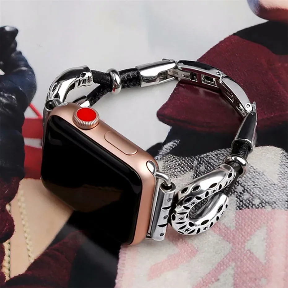 СЕРЕБРО 38/42 мм ремешок для Apple Watch Творческий Часы из нержавейки iWatch полые Дизайн