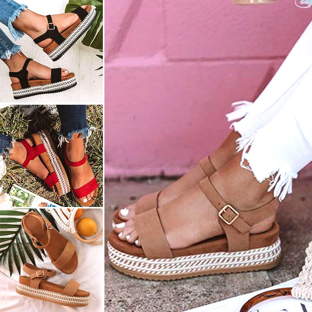 Women Shoes Platform Sandals Straw Thick Bottom Ladies Sandals Peep Toe Beach Sandals Flat Belt Buckle Summer Shoes Woman
Women Shoes Platform Sandals Straw Thick Bottom Ladies Sandals Peep Toe Beach Sandals Flat Belt Buckle Summer Shoes Woman
