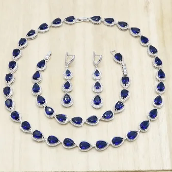 Royal Blue Semi-precious Silver Color Jewelry Sets For Women Water Drop Necklace Earrings Bracelet Gift Wedding Jewelry
Royal Blue Semi-precious Silver Color Jewelry Sets For Women Water Drop Necklace Earrings Bracelet Gift Wedding Jewelry