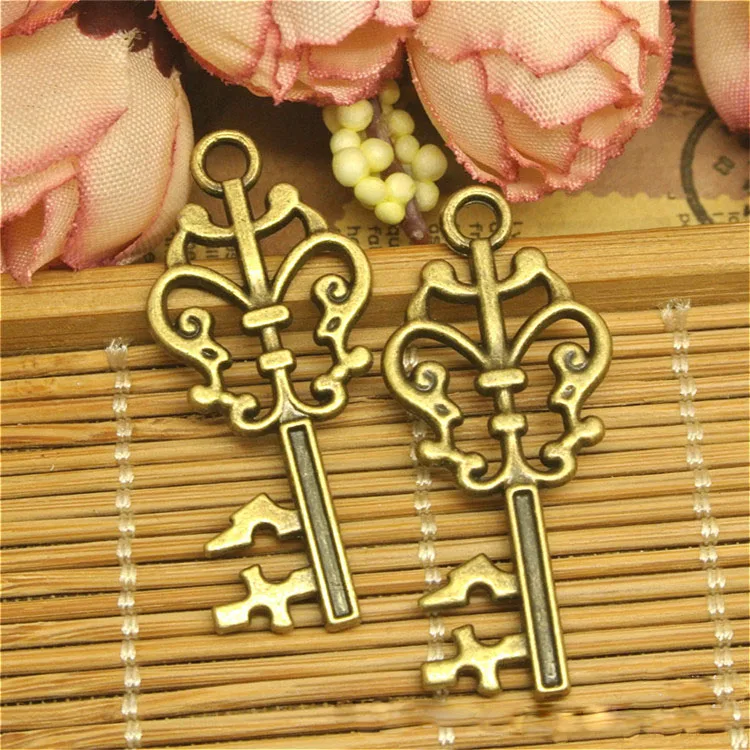 10 Pieces 16mm*36mm Antique Bronze Plated Alloy Metal Key Pendant Vintage Charms For Diy Jewelry Making | Украшения и аксессуары